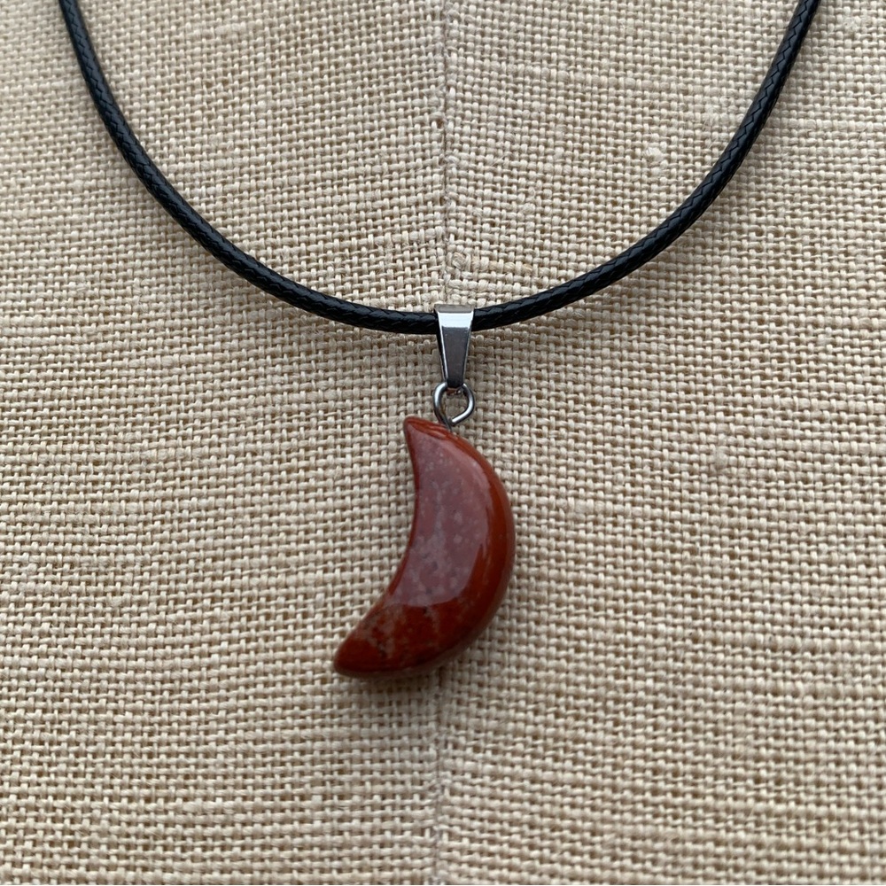 Handmade Genuine Stone Mini Moon Amulet Necklace - Picture 9 of 11